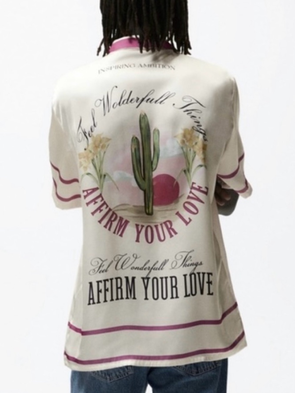 Zara Resortwear “Affirm Your Love” Buttondown Shirt Large